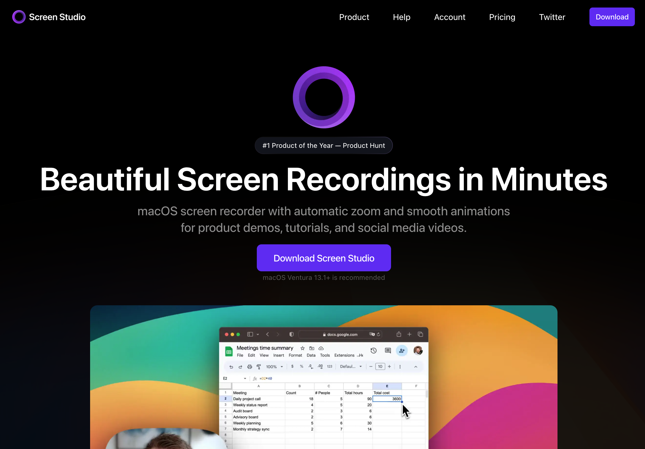 Screen Studio homepage