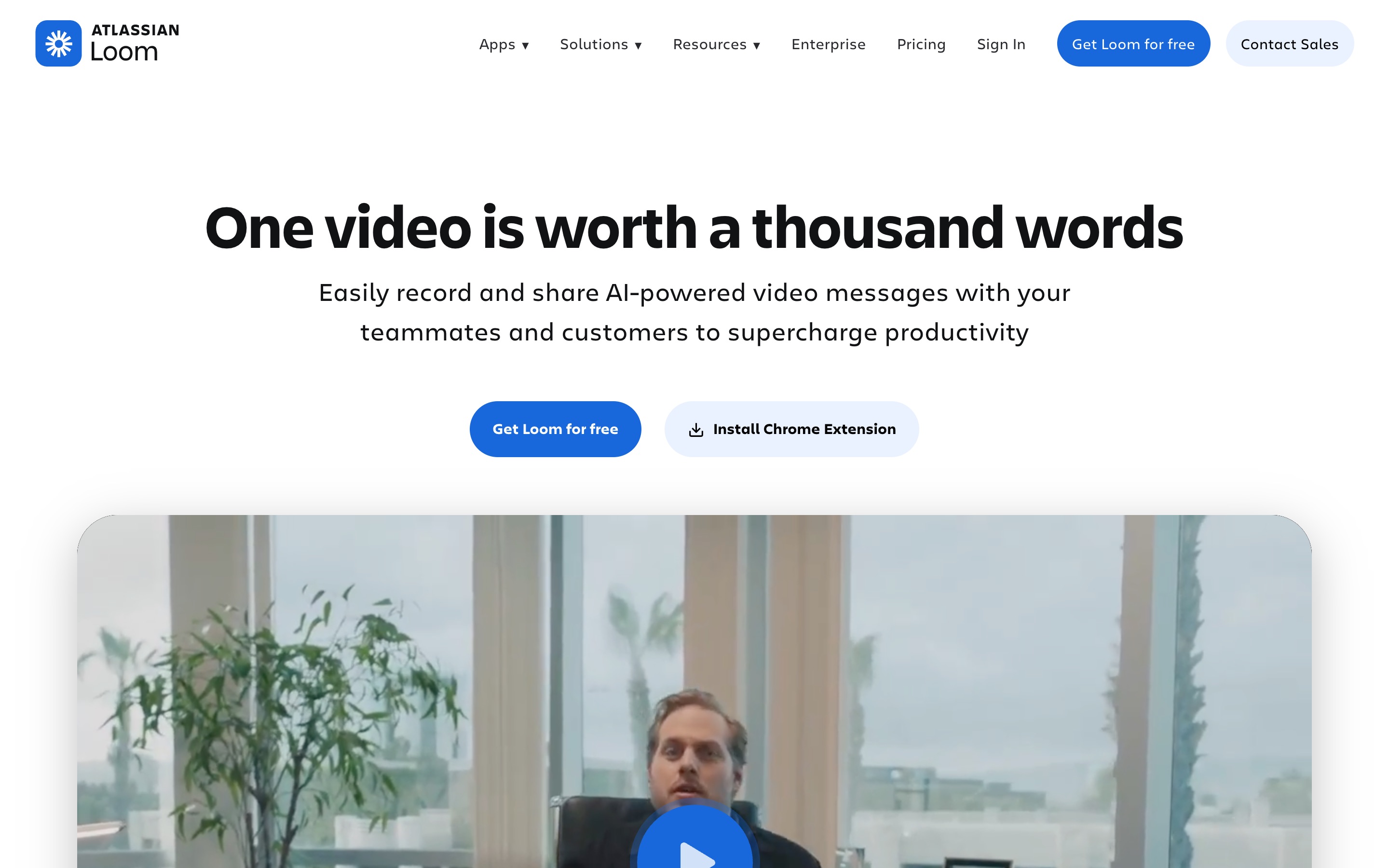Loom homepage showing async screen recording and video sharing for teams.
